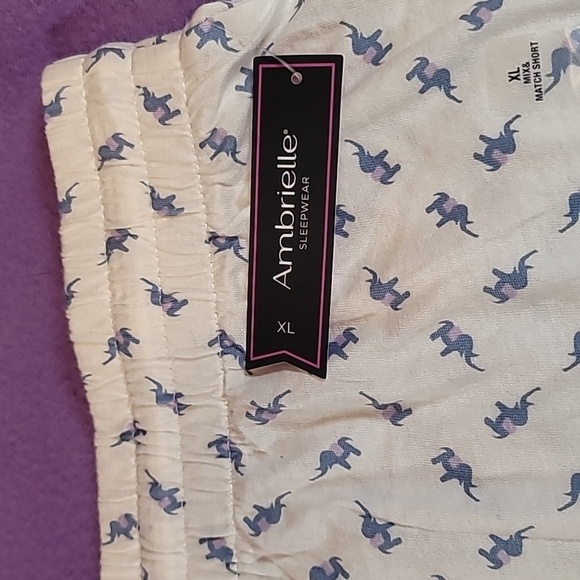 0715. NWTs ~ Ambrielle Sleepwear ~ XL ~ Blue & Pink Elephants 100% Cotton ~ - Picture 2 of 5